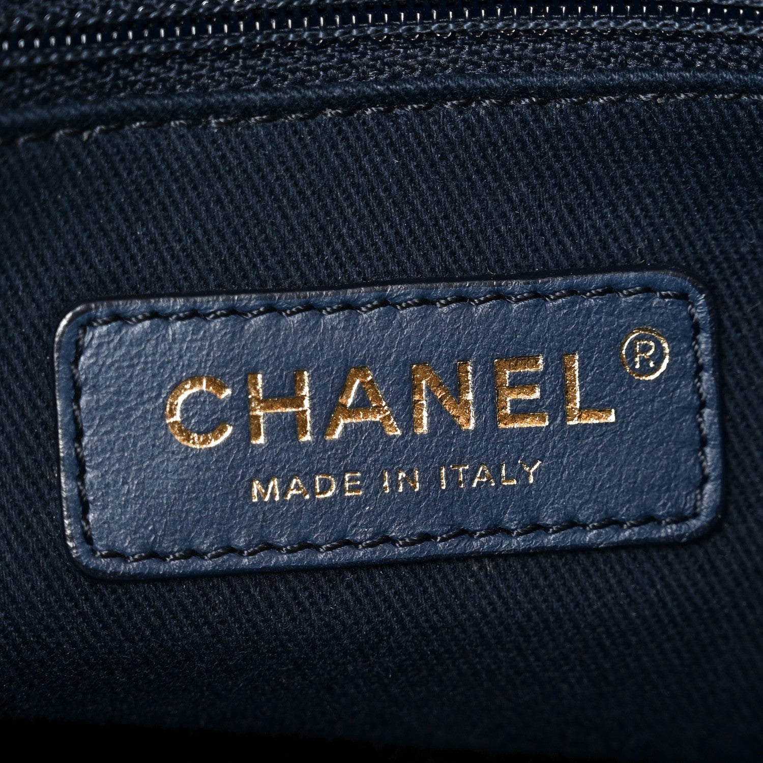 Lurex Canvas Mini Deauville Tote Navy Blue Gold