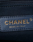 Lurex Canvas Mini Deauville Tote Navy Blue Gold