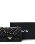 Lambskin Quilted Mini Rectangular Flap Black
