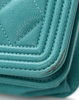 Caviar Quilted Boy Wallet On Chain WOC Light Blue