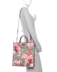 Soft GG Supreme Monogram Blooms Vertical Tote Beige Multicolor Dry Rose