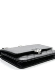 Grained Calfskin Quilted CC Box Wallet On Chain WOC Black