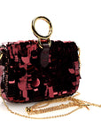 Sequin Paillettes Shiny Nappa Sex and the City Nano Maxi Buckle Baguette Charm Granata