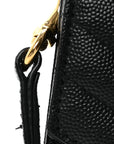 Grain De Poudre Matelasse Chevron Monogram Envelope Clutch Black