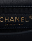 Metallic Lambskin Striped North South Boy Flap Navy Gold