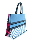 Canvas Embroidered Large Jungle Pop Book Tote Blue Multicolor