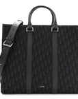 Oblique Grained Calfskin East West Tote Black