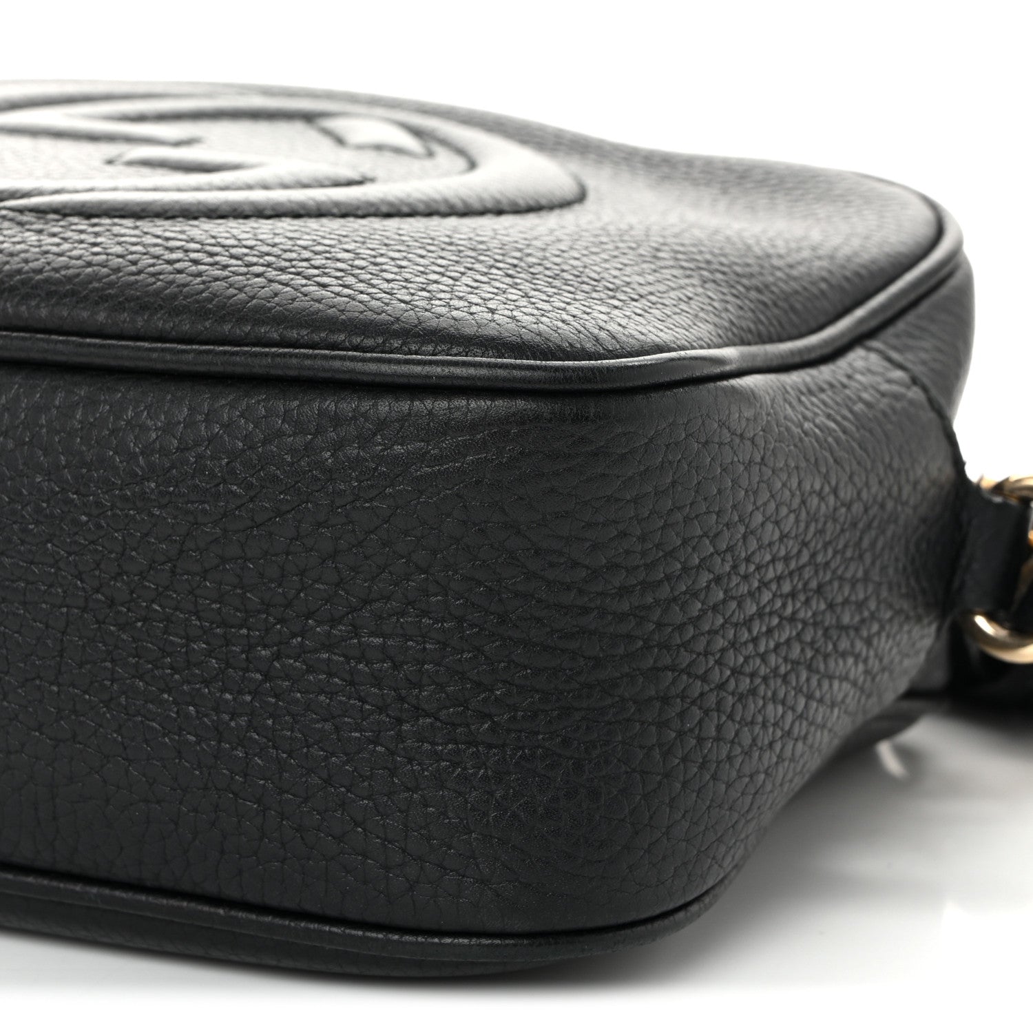 Pebbled Calfskin Small Soho Disco Bag Black