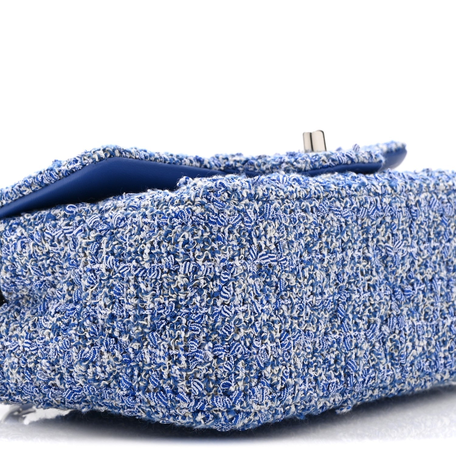 Tweed Quilted Mini Rectangular Flap Blue White