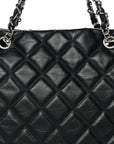 Aged Calfskin Quilted Large Cotton Club Tote Black