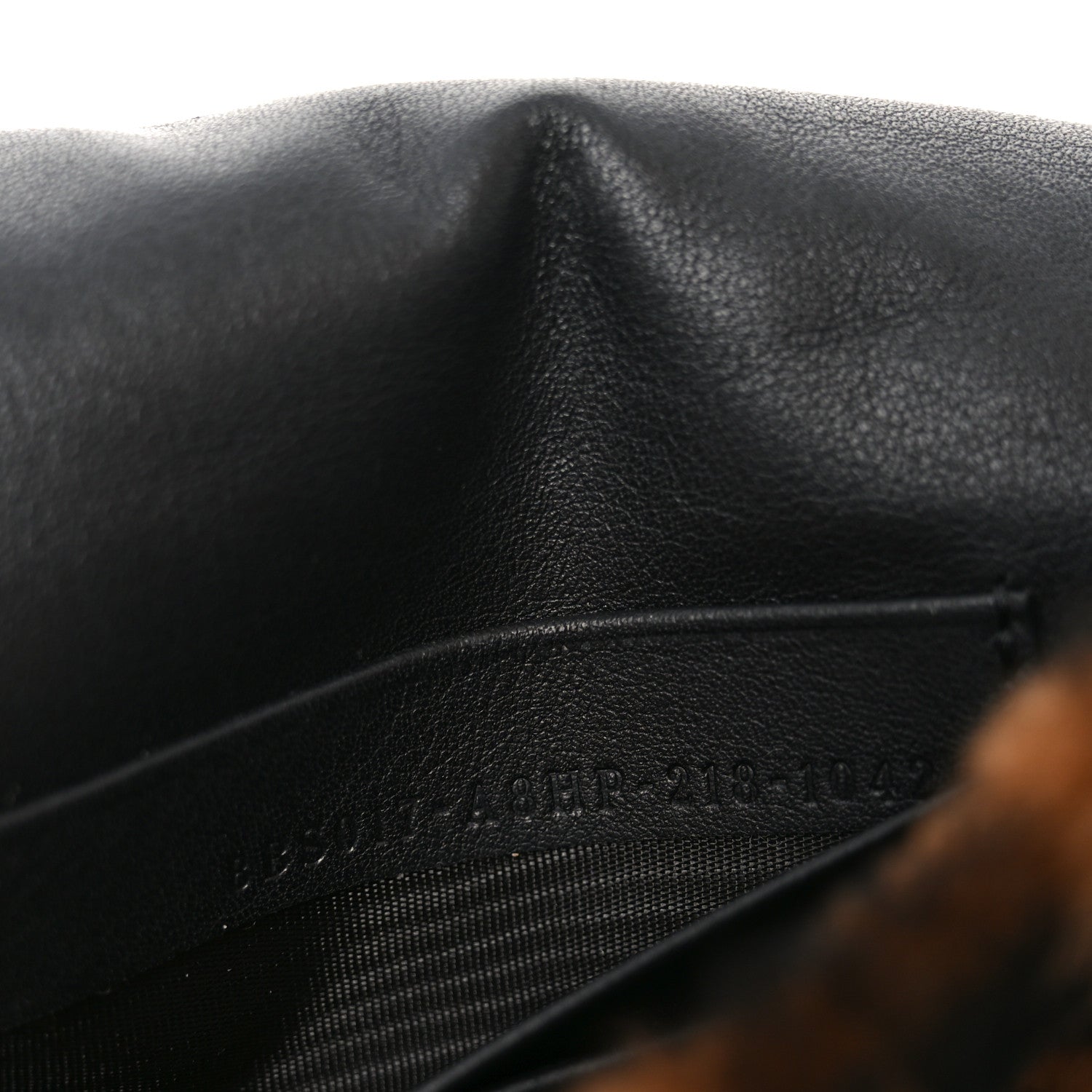 Shearling Vitello Dolce Macro FF 1974 Mini Baguette Tobacco Black