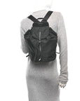 Nylon Vela Saffiano Small Cinch Backpack Black