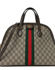 GG Supreme Monogram Web Medium Ophidia Top Handle Dome Bag Brown