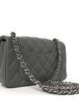 Caviar Quilted Mini Rectangular Flap Grey