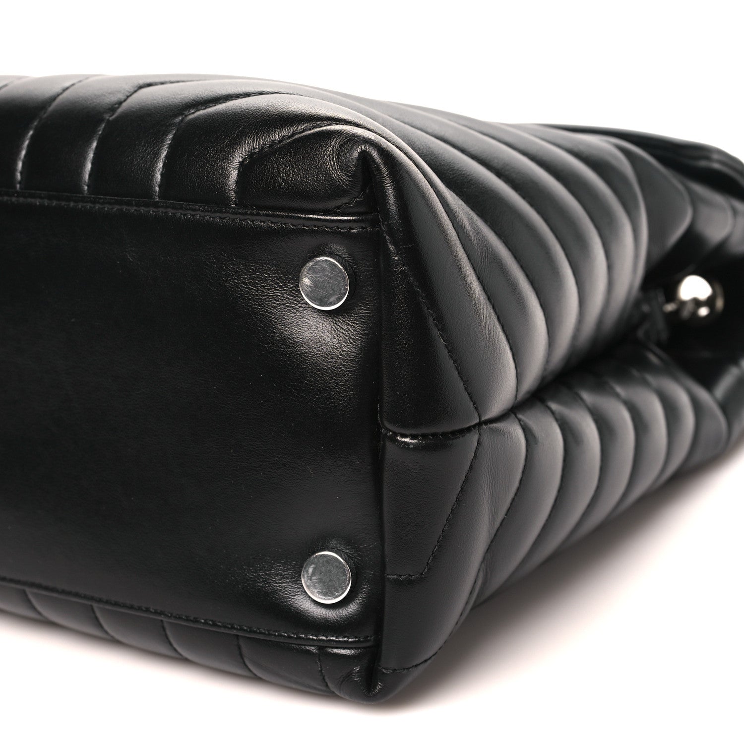 Calfskin Y Quilted Monogram Large Loulou Chain Satchel Black