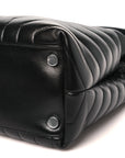 Calfskin Y Quilted Monogram Large Loulou Chain Satchel Black