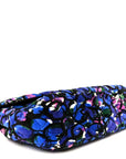 Velvet Floral Quilted M BB Round Shoulder Bag Bleu