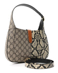 GG Supreme Monogram Snakeskin Small Jackie 1961 Hobo Beige Ebony