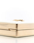 Patent Calfskin Boy Minaudiere White