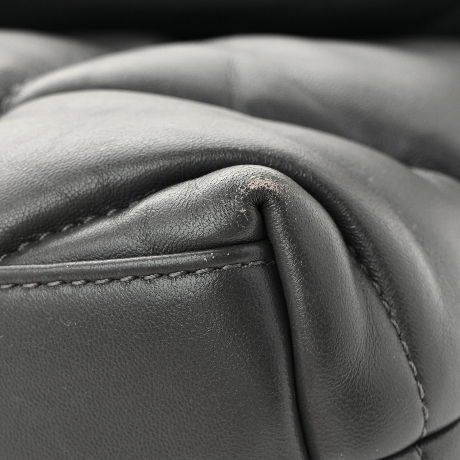 Lambskin Quilted Toy Loulou Puffer Monogram Chain Satchel Fog