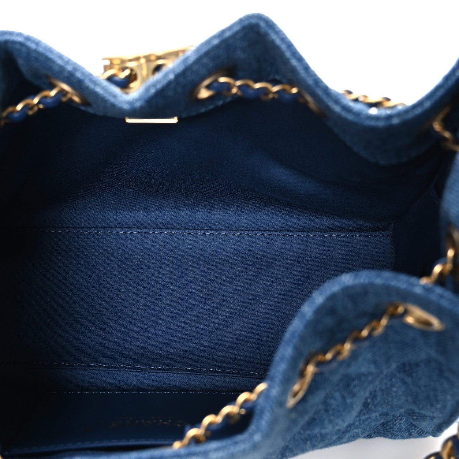 Washed Denim Quilted Mini CHNL 25 Handbag Blue