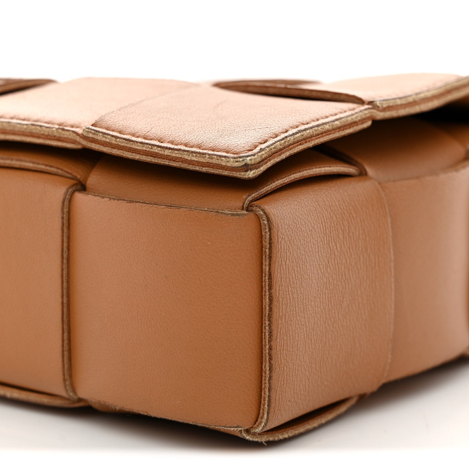 Lambskin Maxi Intrecciato Cassette Crossbody Bag Caramel