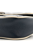 Vintage Effect Calfskin Matelasse Diagonal Super Mini Torchon GG Marmont Shoulder Bag Blue Agata Mystic White