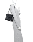 Calfskin Y Quilted Monogram Monochrome Small Loulou Chain Satchel Black