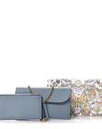 Grained Calfskin Saddle Chain Pouch Cloud Blue