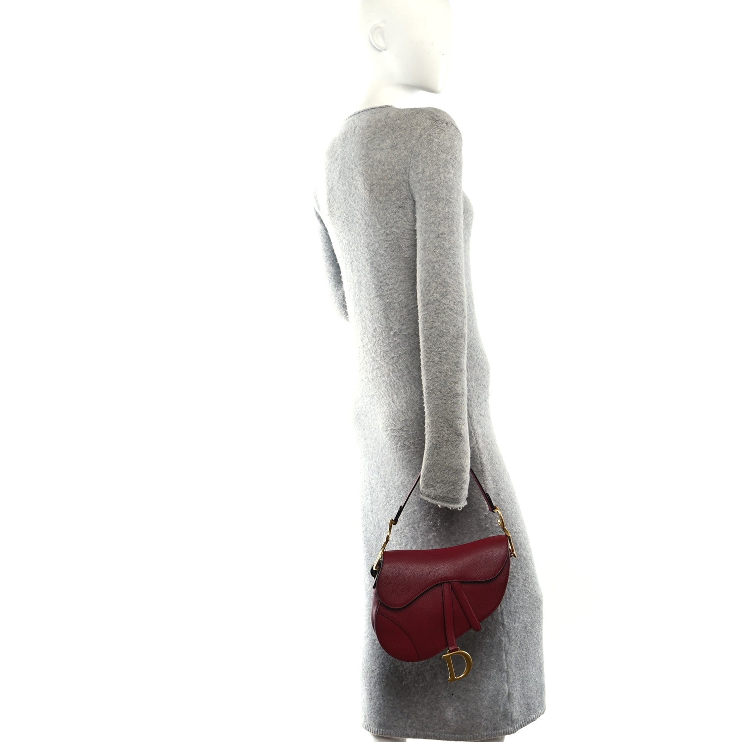 Grained Calfskin Saddle Bag Red