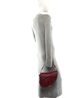 Grained Calfskin Saddle Bag Red