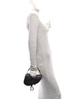 Grained Calfskin Mini Saddle Bag Black