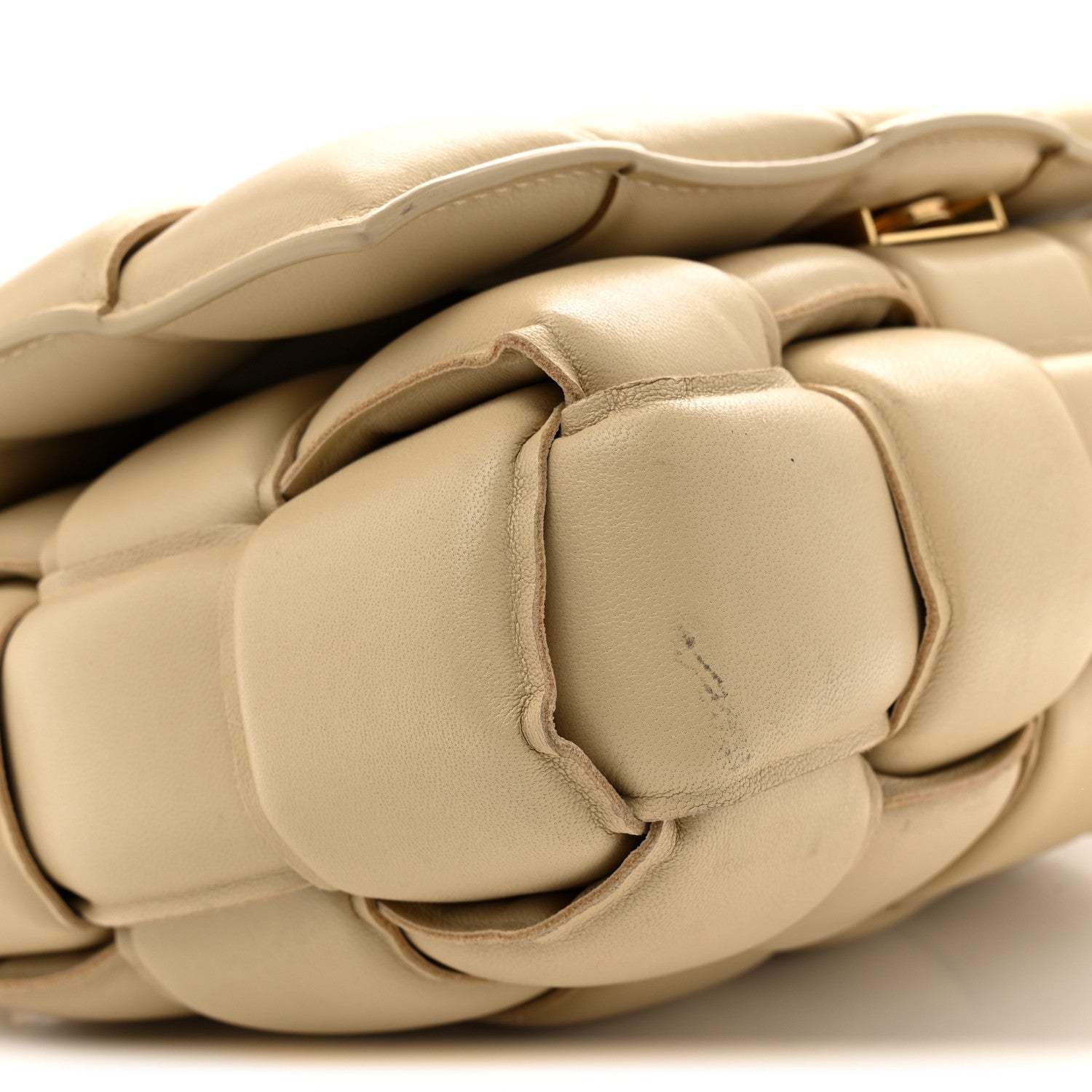 Lambskin Maxi Intreccio Padded Chain Cassette Crossbody Bag Porridge