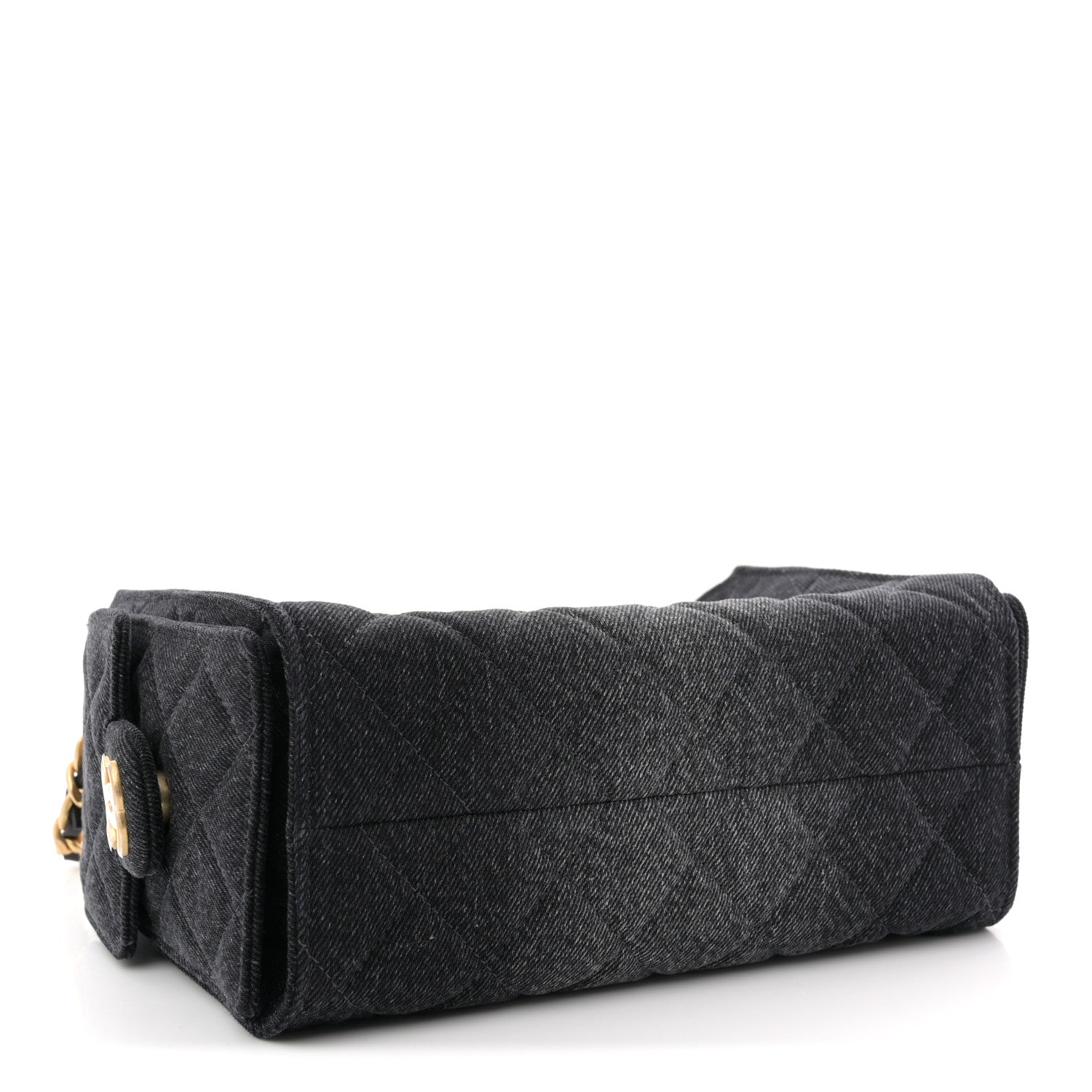 Washed Denim Quilted Mini CHNL 25 Handbag Black
