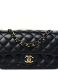 Lambskin Quilted Mini Rectangular Flap Black