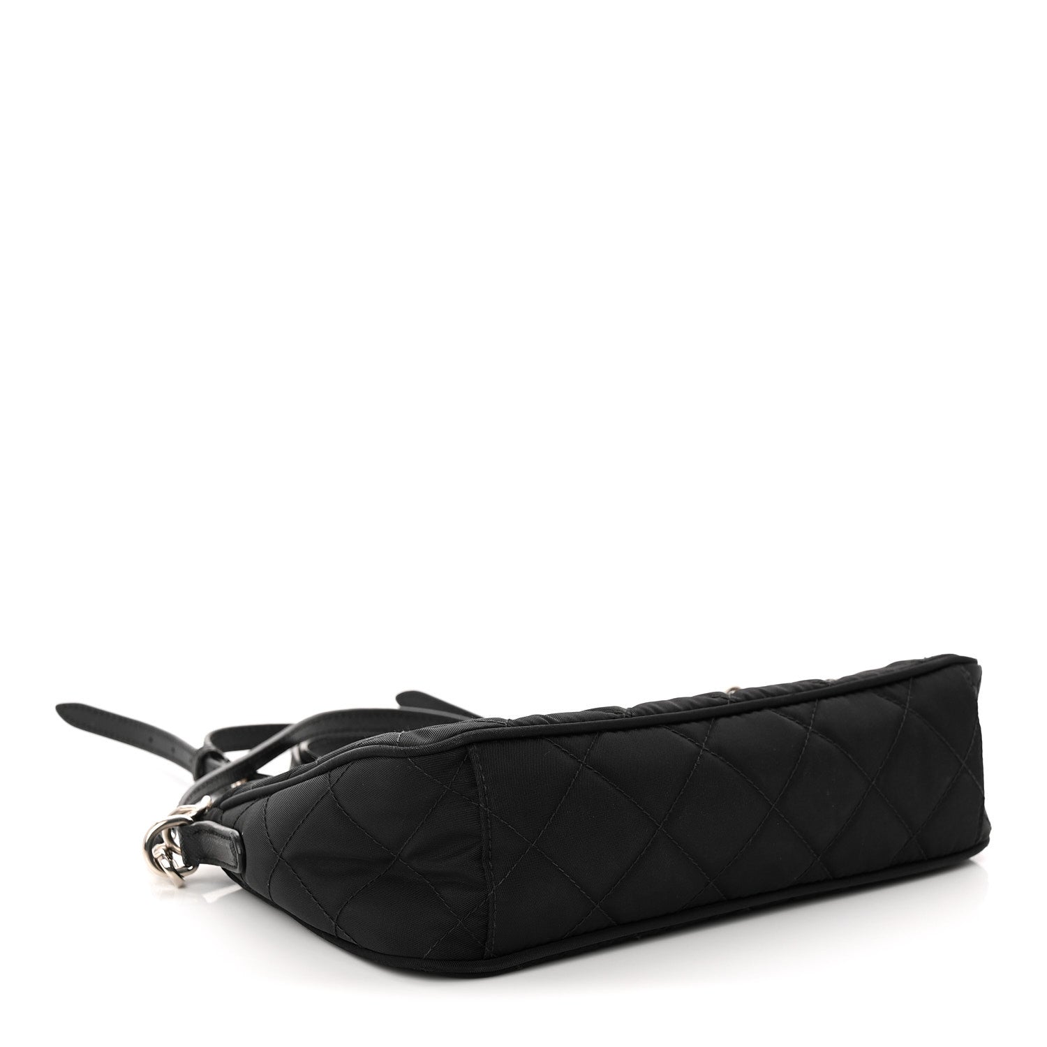 Nylon Tessuto Impuntu Quilted Crossbody Bag Black