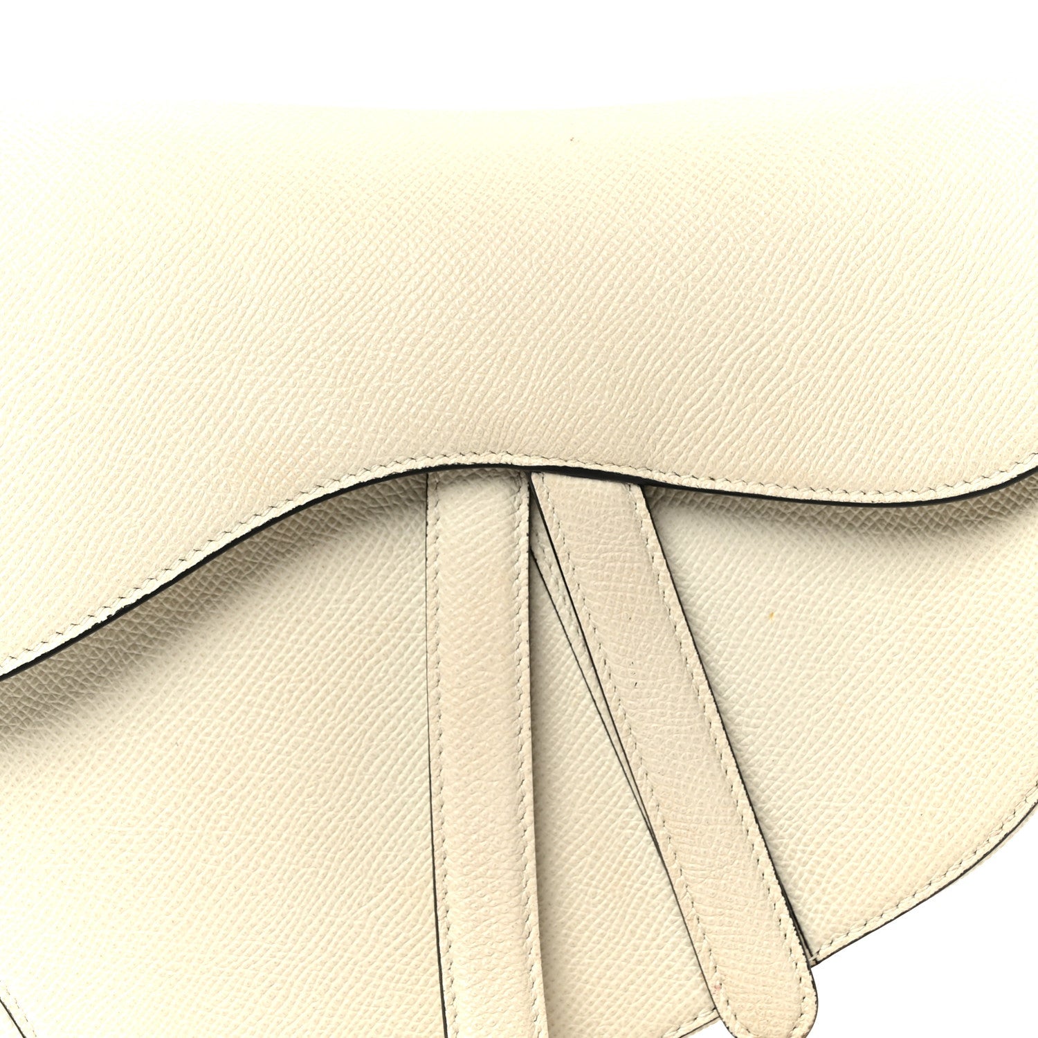 Grained Calfskin Saddle Bag White