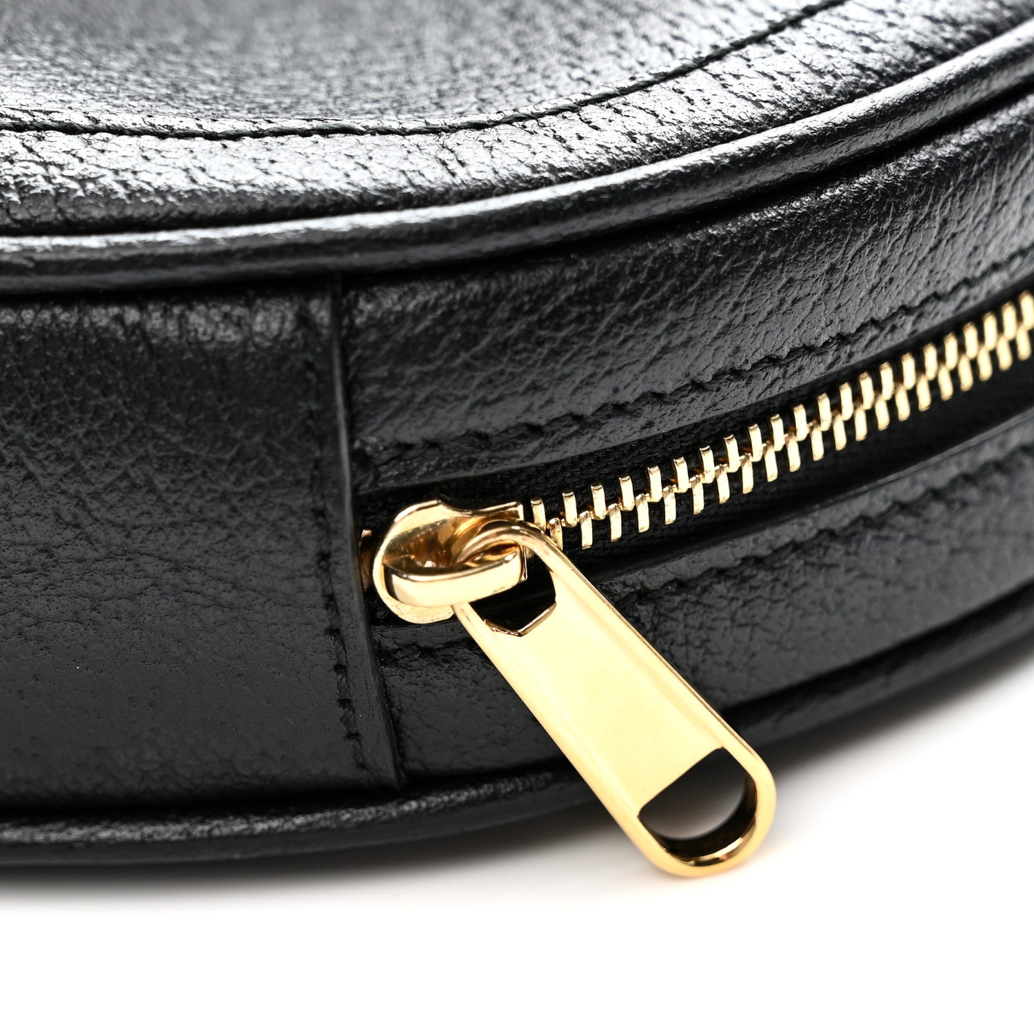 Grained Calfskin Web Mini Ophidia Round Shoulder Bag Black