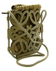 Smooth Calfskin Paula's Ibiza Small Anagram Cutout Tote Olive