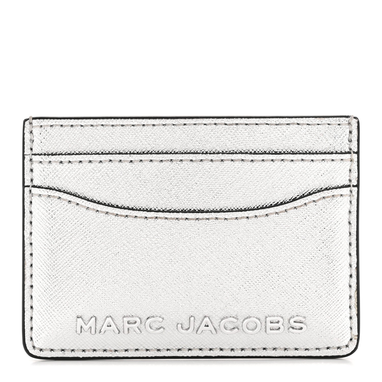 Metallic Saffiano Cardholder Silver