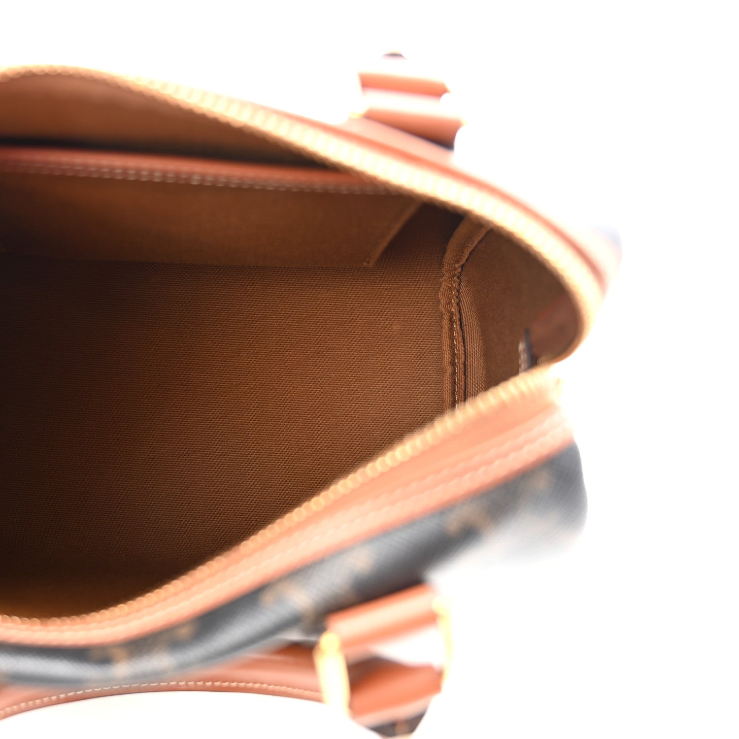 Triomphe Canvas Calfskin Small Boston Bag Tan