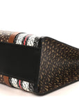 E-Canvas Monogram Stripe Book Tote Black Bridle Brown