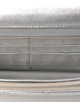 Metallic Lambskin Quilted Wallet On Chain WOC Silver