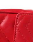 Calfskin Matelasse Super Mini GG Marmont Shoulder Bag Hibiscus Red