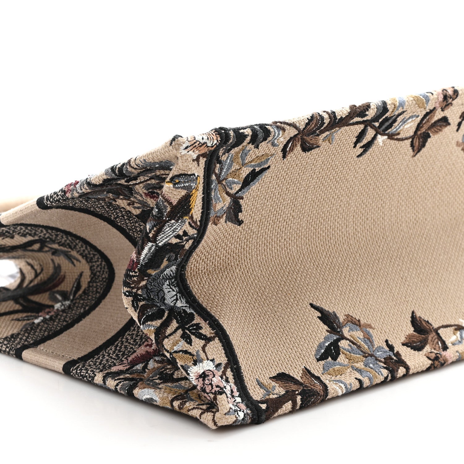 Canvas Embroidered Jardin D'Hiver Medium Book Tote Beige Multicolor