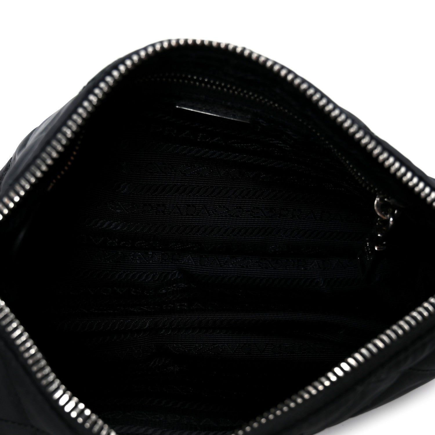 Nylon Tessuto Impuntu Quilted Crossbody Bag Black