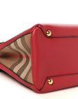 Derby Calfskin House Check Medium Banner Tote Russet Red