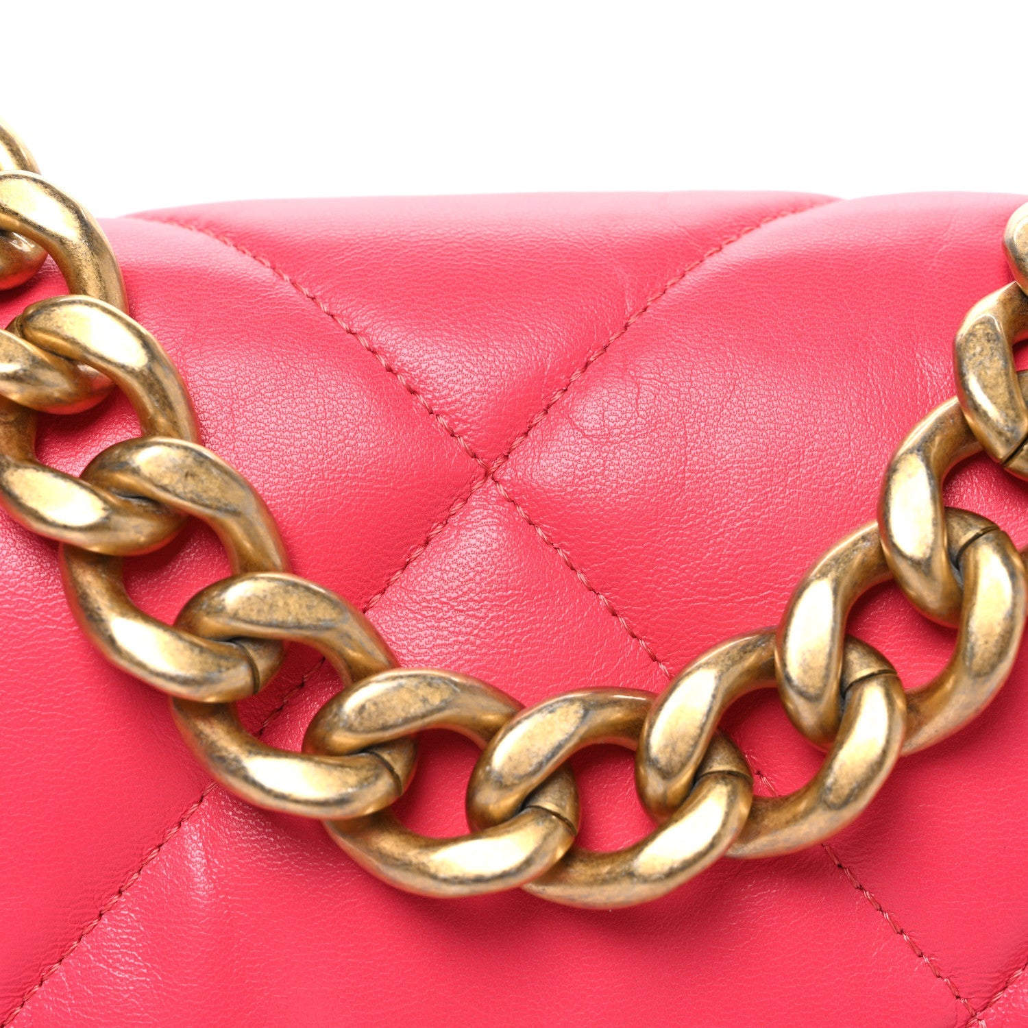 Lambskin Quilted Large CHNL 19 Flap Dark Pink