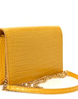 Calfskin Crocodile Embossed Kate Monogram Tassel Chain Wallet Saffron