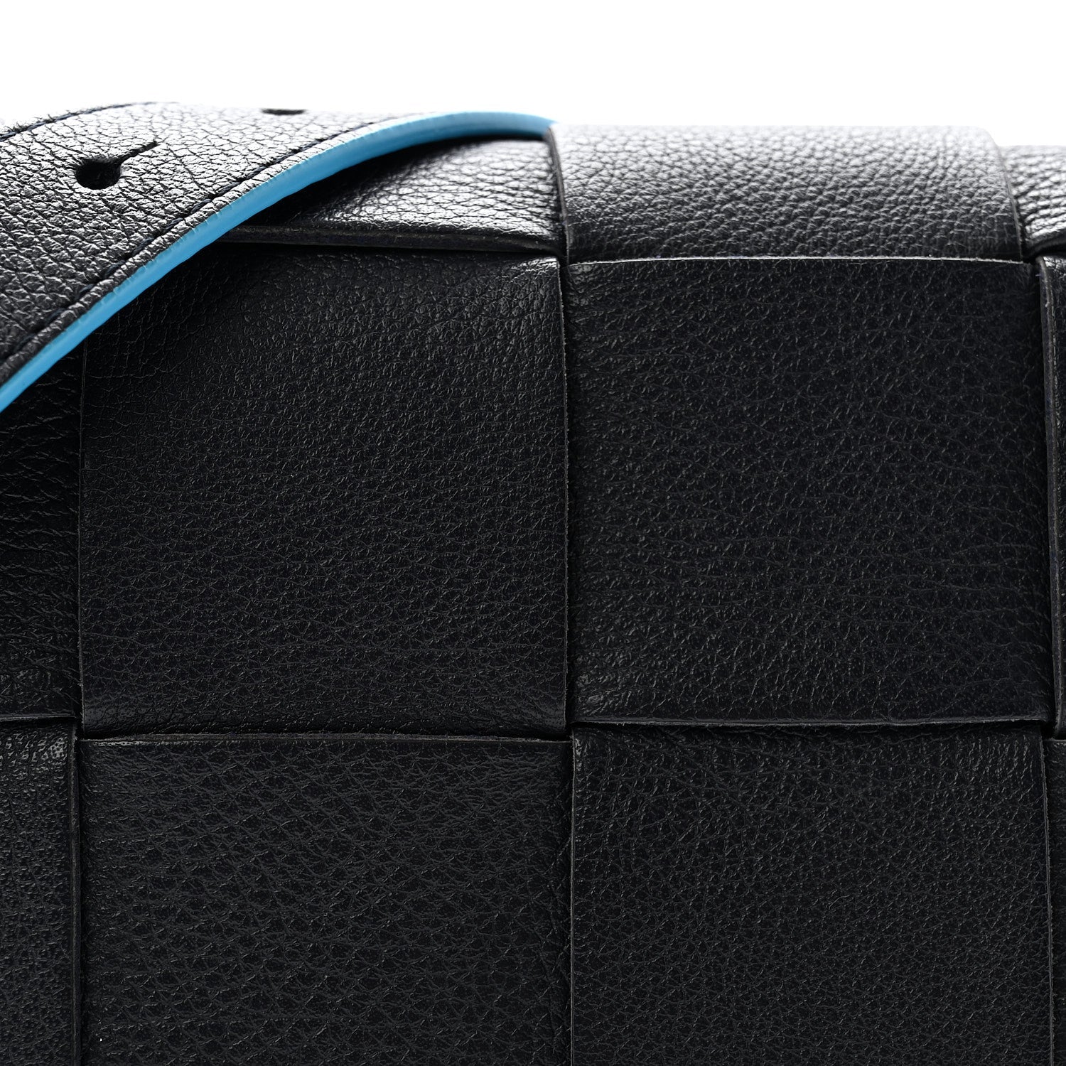 Grained Calfskin Intrecciato Cassette Belt Bag Deep Blue Pool
